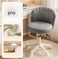 Draaibare Make-up Stoel met Rugleuning – Verstelbare PU Leer Kruk met Wielen