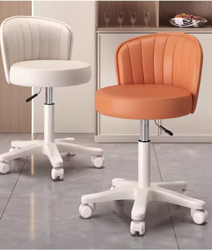 Draaibare Make-up Stoel met Rugleuning – Verstelbare PU Leer Kruk met Wielen