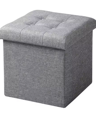 Opvouwbare Kaptafel Kruk met Opbergruimte – Stoffen Poef 40L