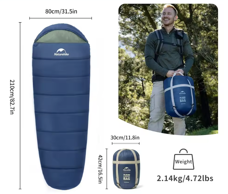 Mummy Slaapzak – Warme Katoenen Camping Slaapzak voor Volwassenen, Comfortabel en Isolerend