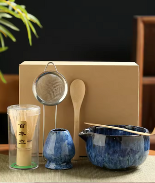 Japanse Matcha Thee Set 6-delig – Complete Set met Bamboe Klopper en Kom