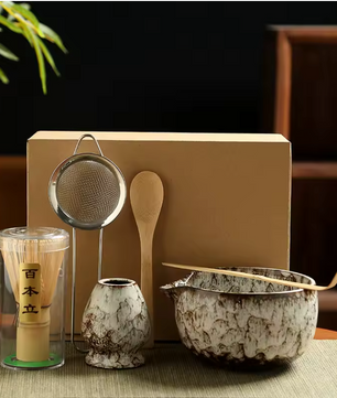 Japanse Matcha Thee Set 6-delig – Complete Set met Bamboe Klopper en Kom