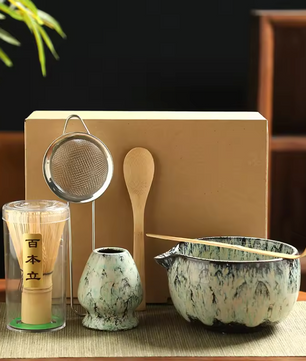Japanse Matcha Thee Set 6-delig – Complete Set met Bamboe Klopper en Kom