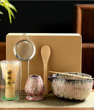 Japanse Matcha Thee Set 6-delig – Complete Set met Bamboe Klopper en Kom
