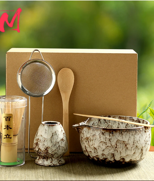 Japanse Matcha Thee Set 6-delig – Complete Set met Bamboe Klopper en Kom