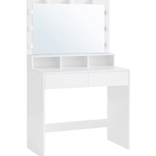 Kaptafel met LED Spiegel – Make-up Tafel met 2 Lades en Verstelbare Verlichting