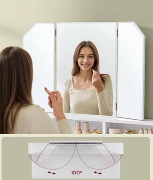 Kaptafel met Klapspiegel – Make-up Tafel met 2 Lades en Opbergvakken