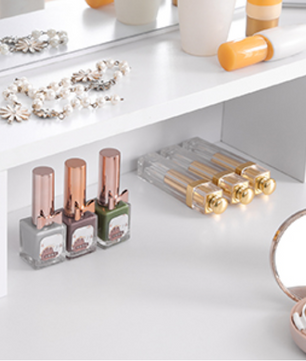 Kaptafel met Klapspiegel – Make-up Tafel met 2 Lades en Opbergvakken