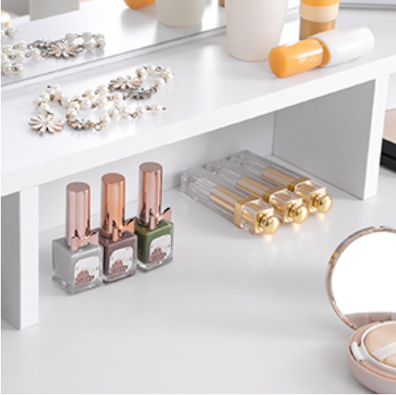 Kaptafel met Klapspiegel – Make-up Tafel met 2 Lades en Opbergvakken