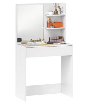 Kaptafel met Spiegel en Lade – Make-up Tafel met Opbergrekken