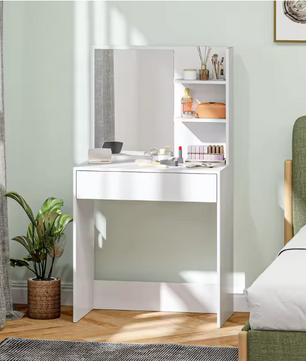 Kaptafel met Spiegel en Lade – Make-up Tafel met Opbergrekken
