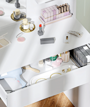 Kaptafel met Spiegel en Lade – Make-up Tafel met Opbergrekken