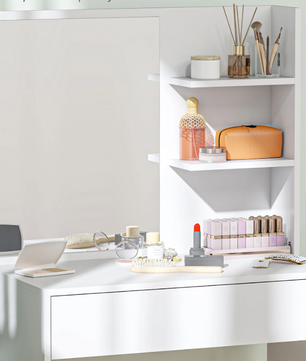 Kaptafel met Spiegel en Lade – Make-up Tafel met Opbergrekken