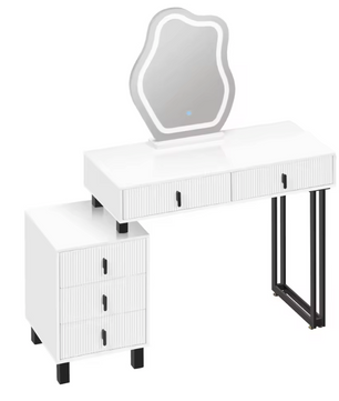 Kaptafel met LED Spiegel – Make-up Tafel met 5 Lades en Opbergkast
