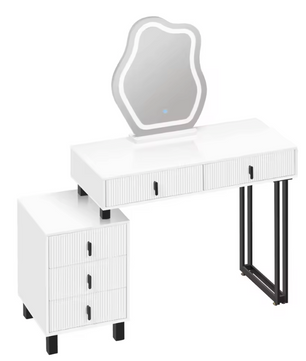 Kaptafel met LED Spiegel – Make-up Tafel met 5 Lades en Opbergkast