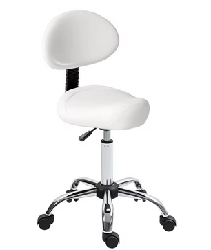 Verstelbare Werkkruk met Rugleuning en Wielen – Draaistoel voor Salon en Make-up
