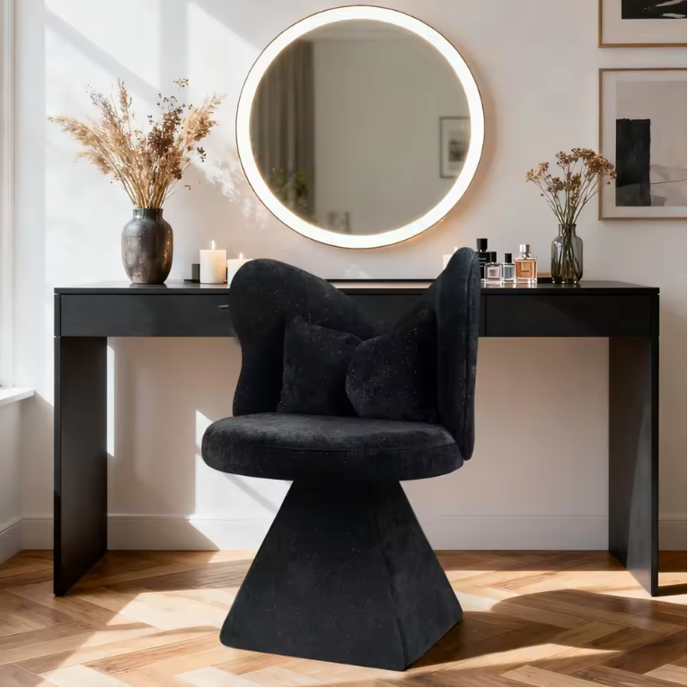 Draaibare Make-up Stoel met Vlinderrug – 360° Vanity Chair PU Leer