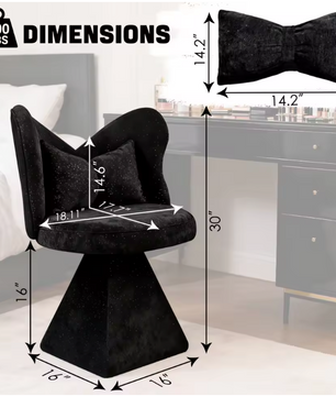 Draaibare Make-up Stoel met Vlinderrug – 360° Vanity Chair PU Leer