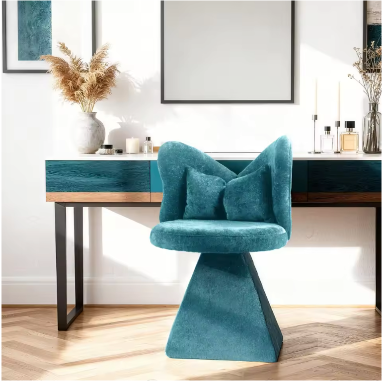 Draaibare Make-up Stoel met Vlinderrug – 360° Vanity Chair PU Leer