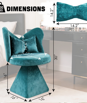 Draaibare Make-up Stoel met Vlinderrug – 360° Vanity Chair PU Leer