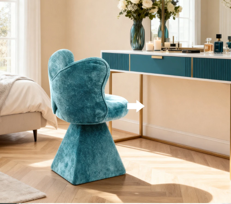 Draaibare Make-up Stoel met Vlinderrug – 360° Vanity Chair PU Leer