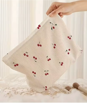 Make-up Tas met Kersenprint – Corduroy Toilettas met Rits
