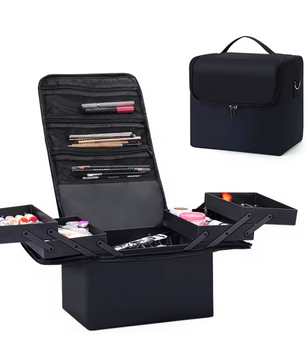 Professionele Make-up Koffer – 4 Laags Organizer met Verstelbare Vakken