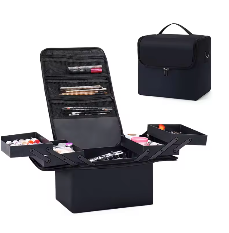 Professionele Make-up Koffer – 4 Laags Organizer met Verstelbare Vakken