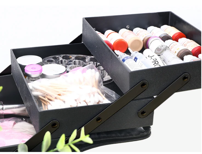 Professionele Make-up Koffer – 4 Laags Organizer met Verstelbare Vakken