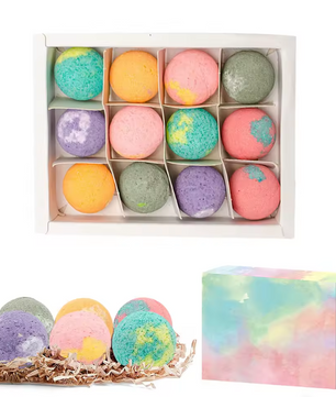 Badbruisballen Set 12 Stuks – Mini Spa Bombs met Essentiële Oliën