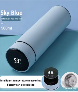 Thermosfles 500ML met LCD Display – RVS Drinkfles Warm/Koud