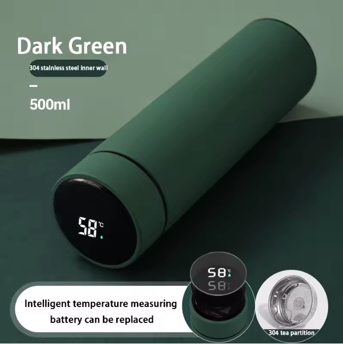 Thermosfles 500ML met LCD Display – RVS Drinkfles Warm/Koud