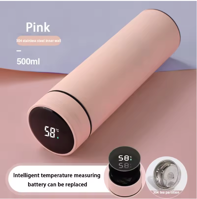 Thermosfles 500ML met LCD Display – RVS Drinkfles Warm/Koud