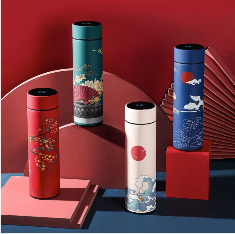 Chinese Stijl Thermosfles met Display – RVS Warm/Koud