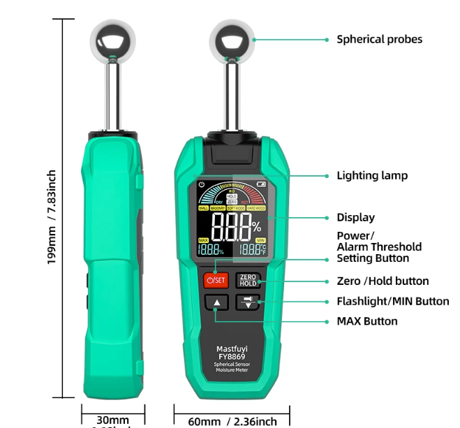 Digitale Vochtmeter – Hout en Muur Vochtigheidsmeter Lekdetector