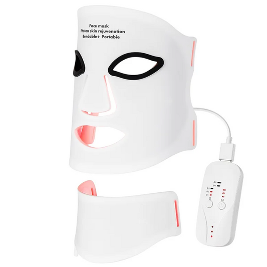 LED Gezichts- en Nekmasker – 7 Kleuren Lichttherapie, Flexibel Siliconen Design, Draadloos en Oplaadbaar