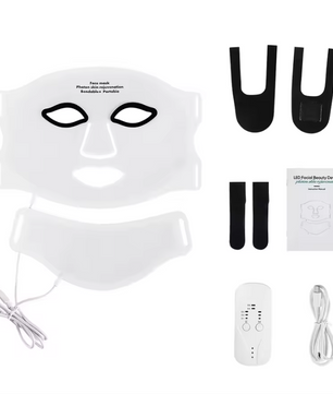 LED Gezichts- en Nekmasker – 7 Kleuren Lichttherapie, Flexibel Siliconen Design, Draadloos en Oplaadbaar