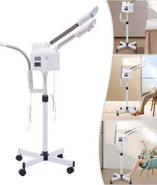 3-in-1 Gezichtsstomer met Warm en Koud Nano Mist – LED Licht, Vergrootglas en Verstelbaar Statief voor Diepe Reiniging