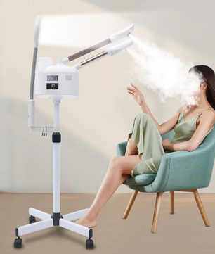 3-in-1 Gezichtsstomer met Warm en Koud Nano Mist – LED Licht, Vergrootglas en Verstelbaar Statief voor Diepe Reiniging