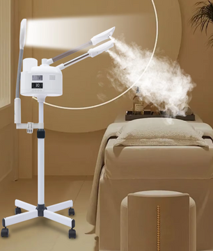 3-in-1 Gezichtsstomer met Warm en Koud Nano Mist – LED Licht, Vergrootglas en Verstelbaar Statief voor Diepe Reiniging