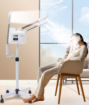 3-in-1 Gezichtsstomer met Warm en Koud Nano Mist – LED Licht, Vergrootglas en Verstelbaar Statief voor Diepe Reiniging