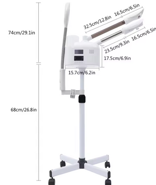 3-in-1 Gezichtsstomer met Warm en Koud Nano Mist – LED Licht, Vergrootglas en Verstelbaar Statief voor Diepe Reiniging