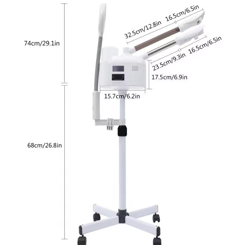 3-in-1 Gezichtsstomer met Warm en Koud Nano Mist – LED Licht, Vergrootglas en Verstelbaar Statief voor Diepe Reiniging