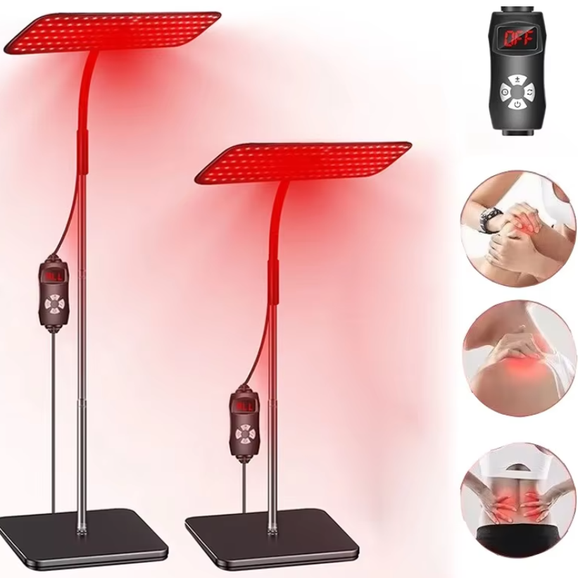Rood Licht Therapie Paneel – 660nm en 850nm Infrarood Lamp met Timer en Verstelbare Standaard voor Gezicht en Lichaam