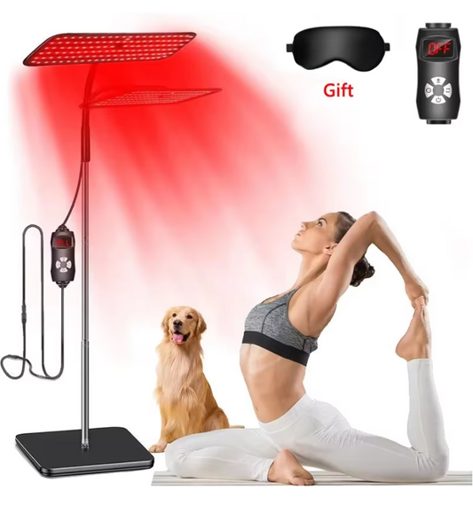 Rood Licht Therapie Paneel – 660nm en 850nm Infrarood Lamp met Timer en Verstelbare Standaard voor Gezicht en Lichaam