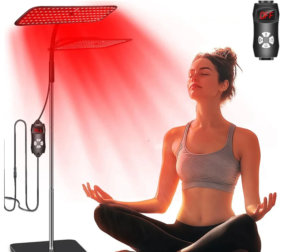 Rood Licht Therapie Paneel – 660nm en 850nm Infrarood Lamp met Timer en Verstelbare Standaard voor Gezicht en Lichaam