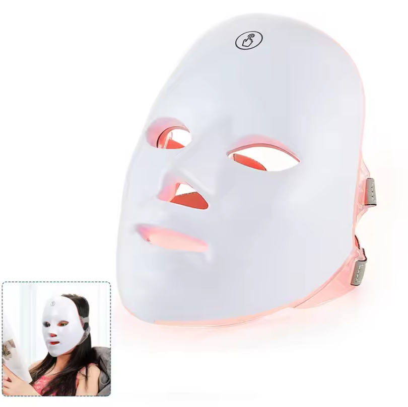 Draadloos LED Gezichts- en Nekmasker – 7 Kleuren Lichttherapie voor Huidverjonging en Versteviging