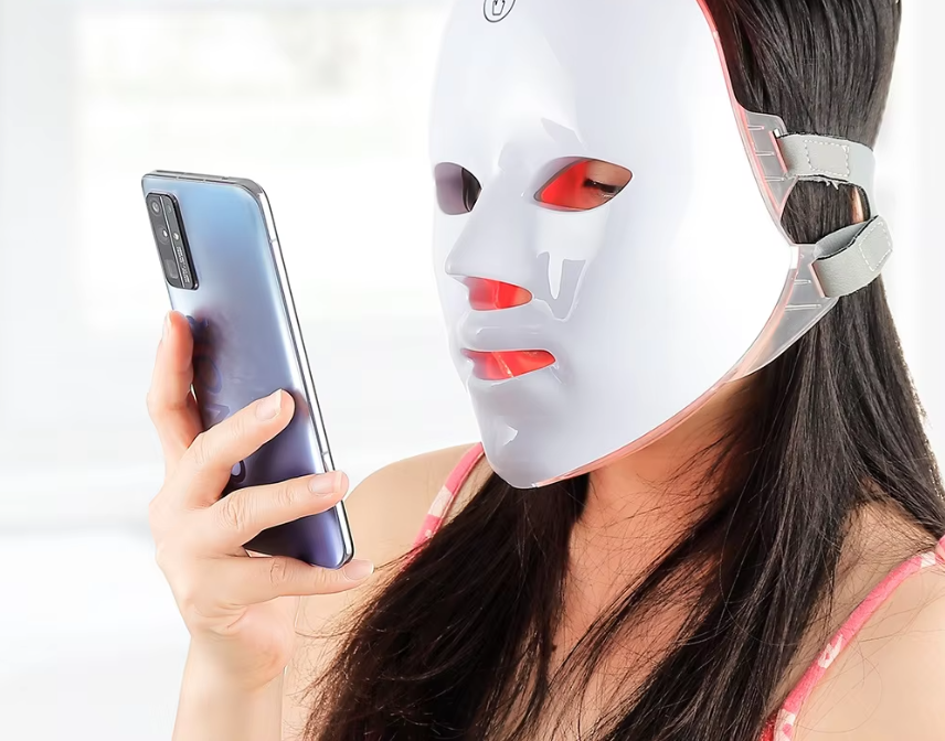 Draadloos LED Gezichts- en Nekmasker – 7 Kleuren Lichttherapie voor Huidverjonging en Versteviging