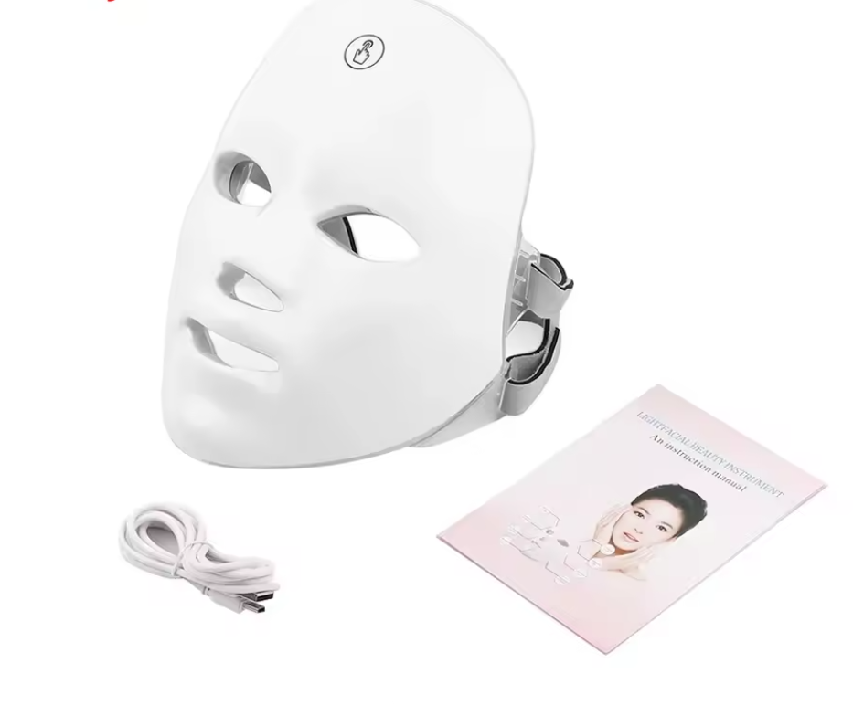 Draadloos LED Gezichts- en Nekmasker – 7 Kleuren Lichttherapie voor Huidverjonging en Versteviging