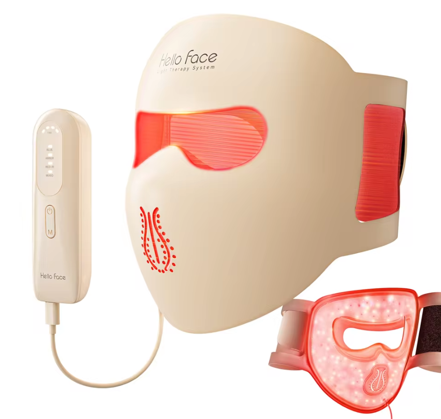 LED Gezichts- en Nekmasker 4D – 311 LED Lichttherapie met Rood en Infrarood, Flexibel Siliconen Design en Draadloos Gebruik